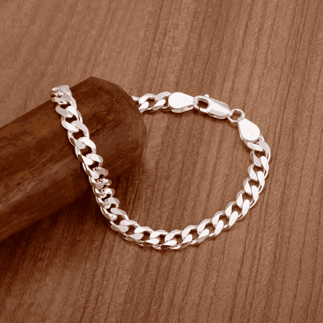 The 925 Sterling Silver Classic Cuban Curb Bracelet - Celestora - India - - - Bracelet for Men, Boys, Gift for Men, Brother, Boyfriend, Husband