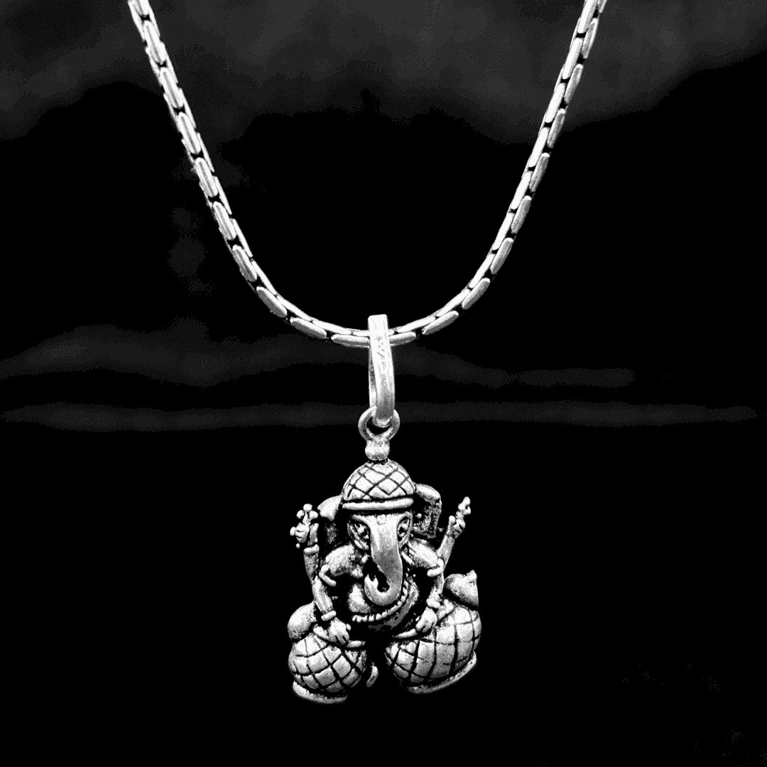 The 925 Sterling Silver Ganesha Blessing Silver Pendant | Unisex | Without Chain - Celestora - India - Ganesh Shakti - - God Pendant for Men, Boys, Gift for Men, Brother, Boyfriend, Husband
