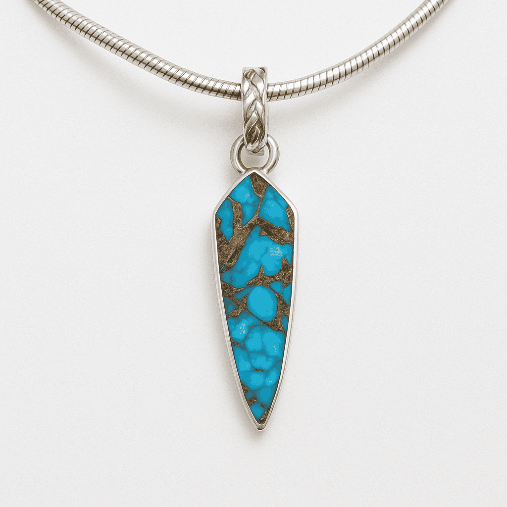 The 925 Sterling Silver Turqoise Pendant for Luck and Prosperity (Without Chain) - Celestora - India - - - Pendants