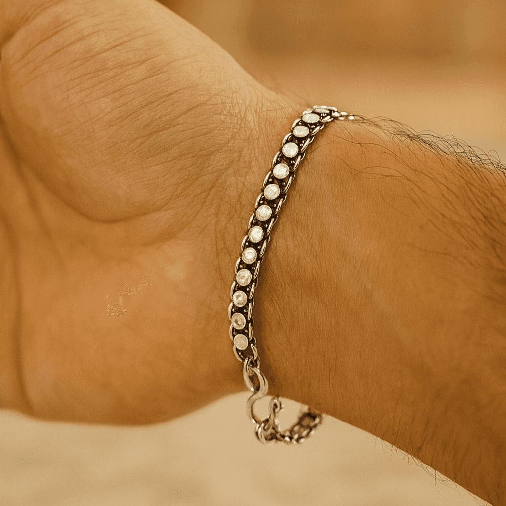 The 925 Sterling Silver Dual Design Bracelet - Celestora - India - Dusk & Dawn - - Bracelet for Men, Boys, Gift for Men, Brother, Boyfriend, Husband