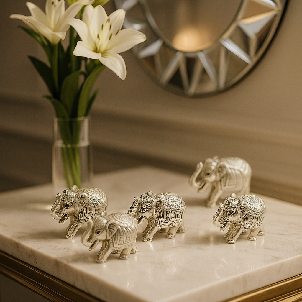 999 Silver Royal Elephant Idol Murti