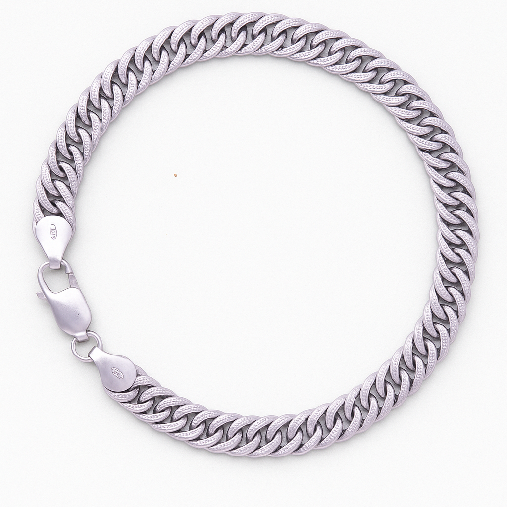 The 925 Silver Textured Cuban Bracelet