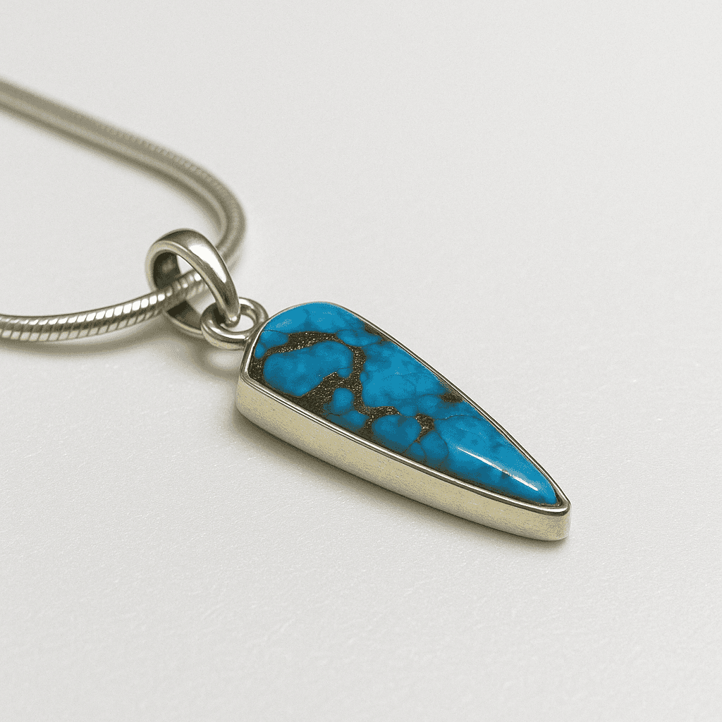 The 925 Sterling Silver Turqoise Pendant for Luck and Prosperity (Without Chain) - Celestora - India - - - Pendants