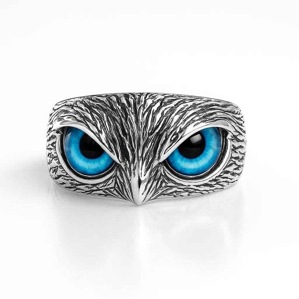 The 925 Sterling Silver Owl Evil Eye Ring | Adjustable - Celestora - India - Guardian / Adjustable - - Ring for Men, Boys, Gift for Men, Brother, Boyfriend, Husband