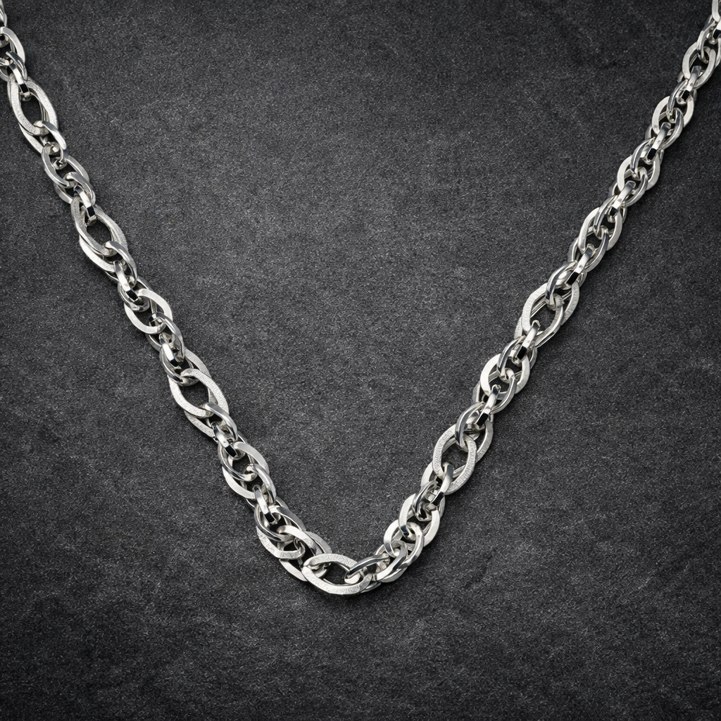 Silver Interlinking Rope Chain Necklace | Celestora