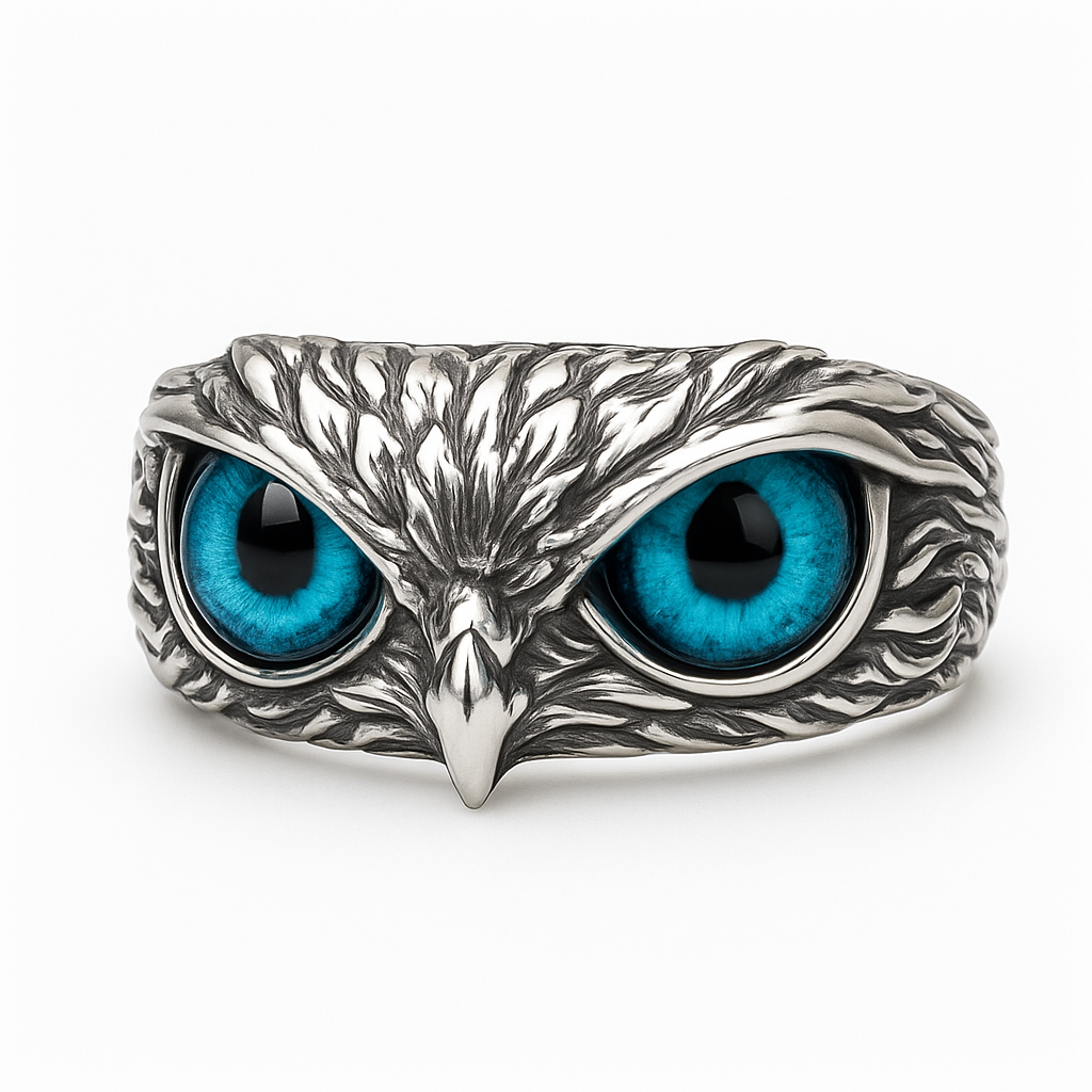 The 925 Sterling Silver Owl Evil Eye Ring | Adjustable
