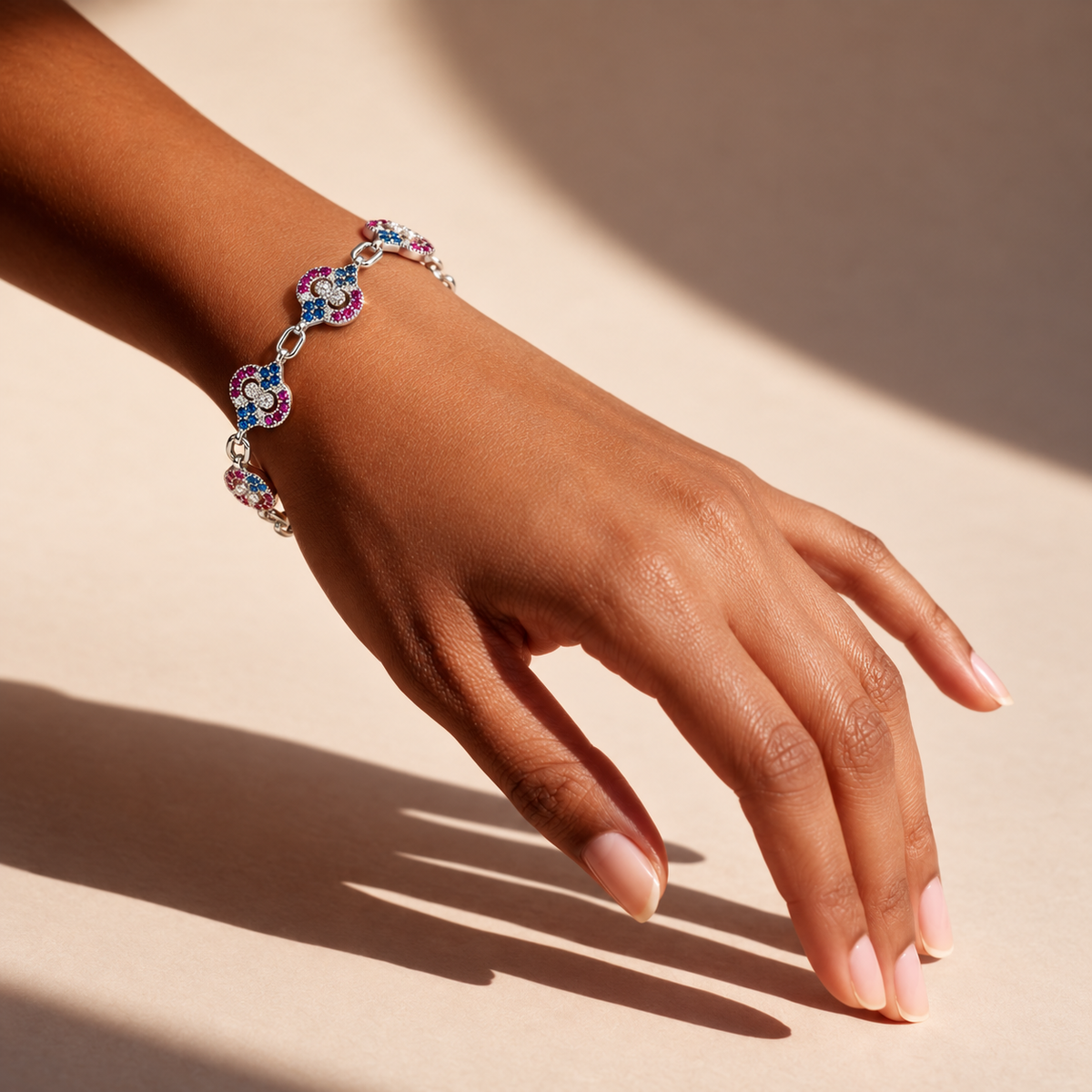 Elegant multi vibrant colored stone silver bracelet product image 1 [product-intake-media:e75ff6c9-246c-43ae-a8f0-d2d2b52dae7d]