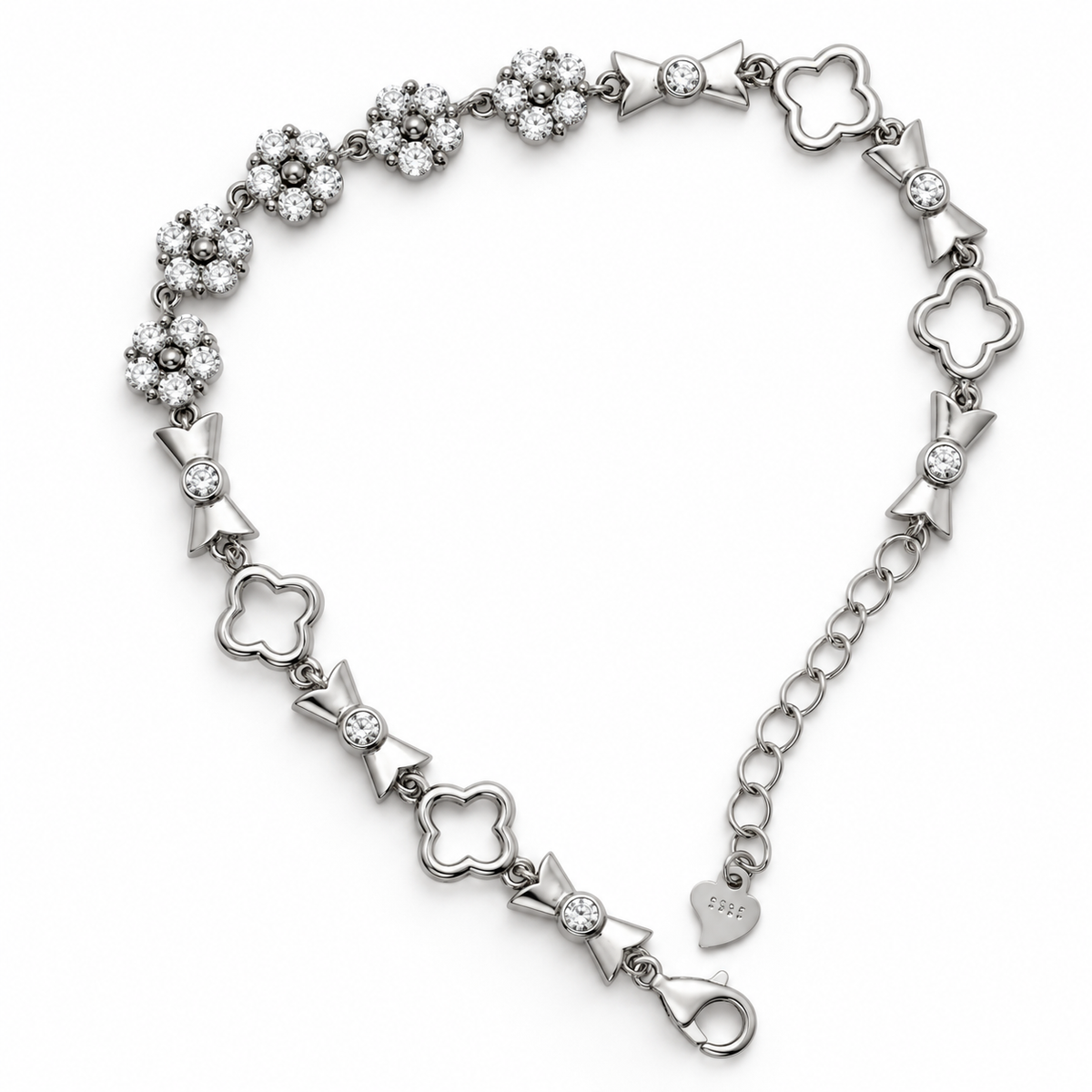 Silver crystal clover adjustable bracelet product image 1 [product-intake-media:19afcd23-84fa-410e-afac-35ee311f518a]