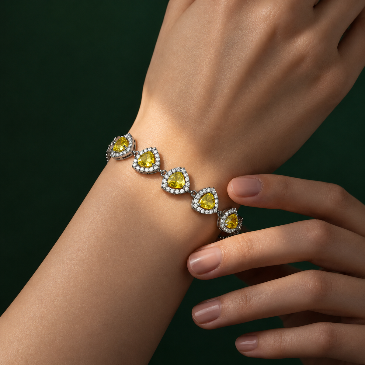 Elegant Golden yellow CZ stone adjustable Silver Bracelet product image 1 [product-intake-media:d65c5d1a-3305-48ce-9b42-a6565c64f5a0]