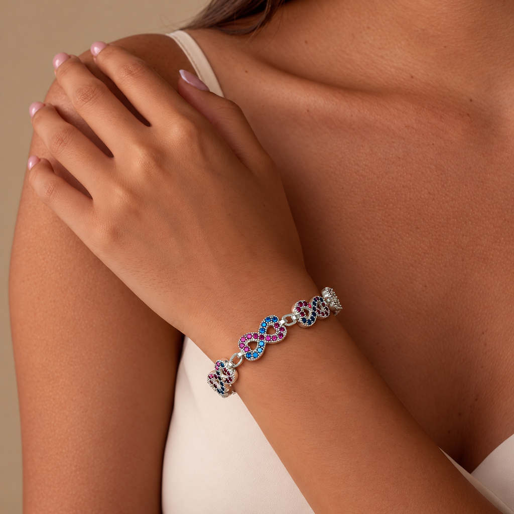 Multicolored stones vibrant silver bracelet product image 1 [product-intake-media:cfb671de-5538-495b-909b-b86e36bb3288]