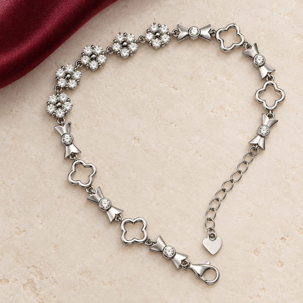 Silver crystal clover adjustable bracelet product image 2 [product-intake-media:287600c9-c43e-4fa6-99ff-cefc1b6823d5]