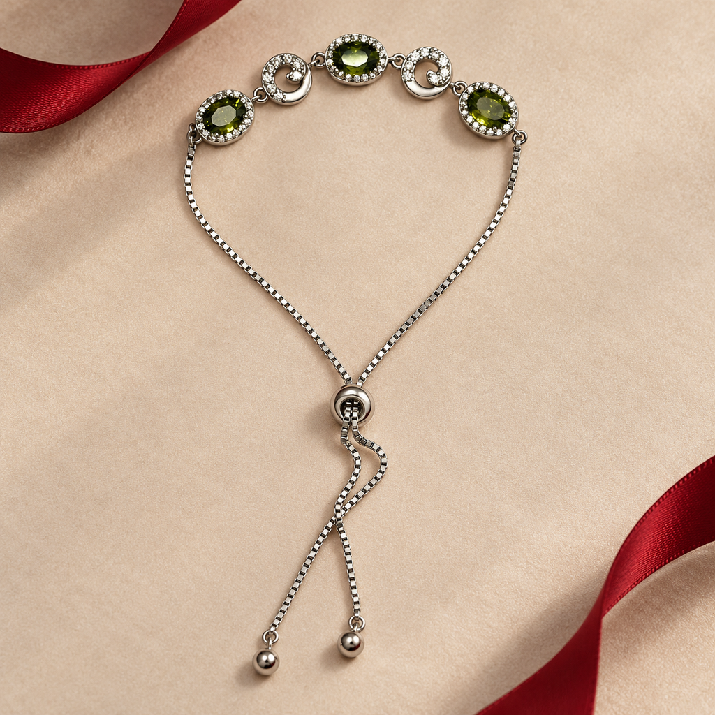 Olive green stone Silver Slider bracelet product image 2 [product-intake-media:c45932e6-0842-49cc-8282-388dcbc87e6d]