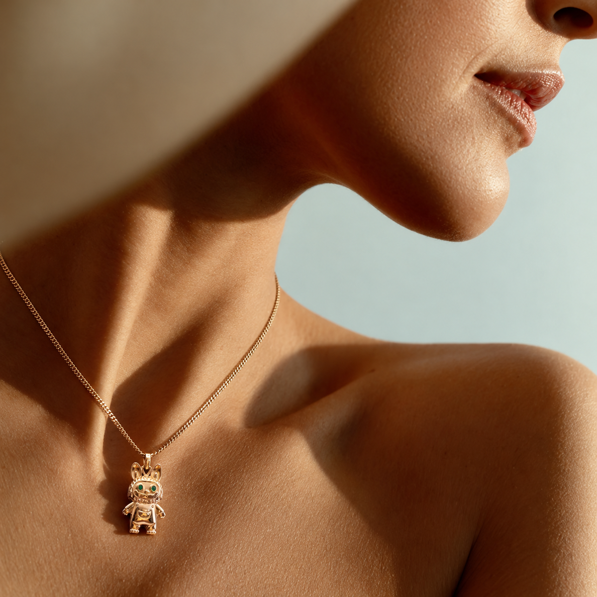 Silver Cartoon Bunny Charm Pendant Necklace with Curb Chain product image 2 [product-intake-media:5dfad93a-5d20-42a1-a8e7-9b7da6cc53aa]