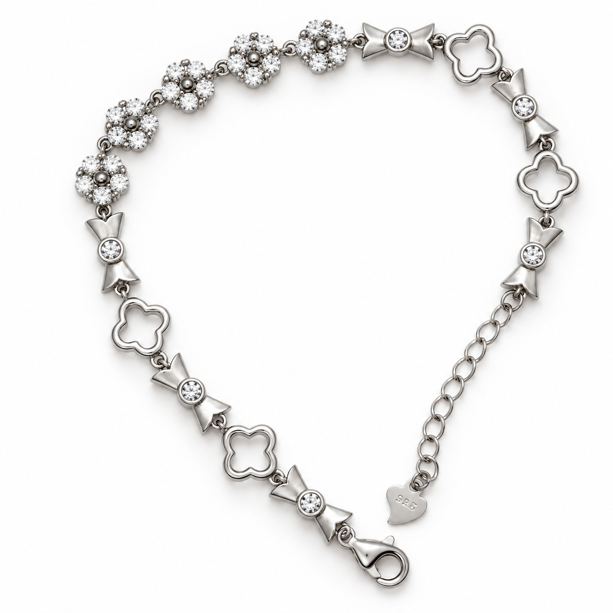 Silver crystal clover adjustable bracelet product image 3 [product-intake-media:2b89832f-b335-40ac-8dd5-2dc4e5fa3afc]