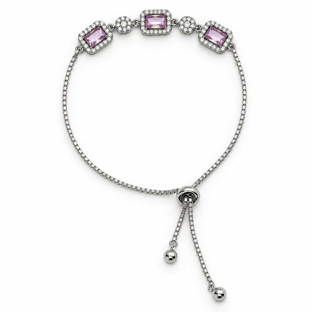 Premium Silver pink stone slider bracelet product image 3 [product-intake-media:2e6a782e-b800-4c2c-b2ad-017411eb0ef7]