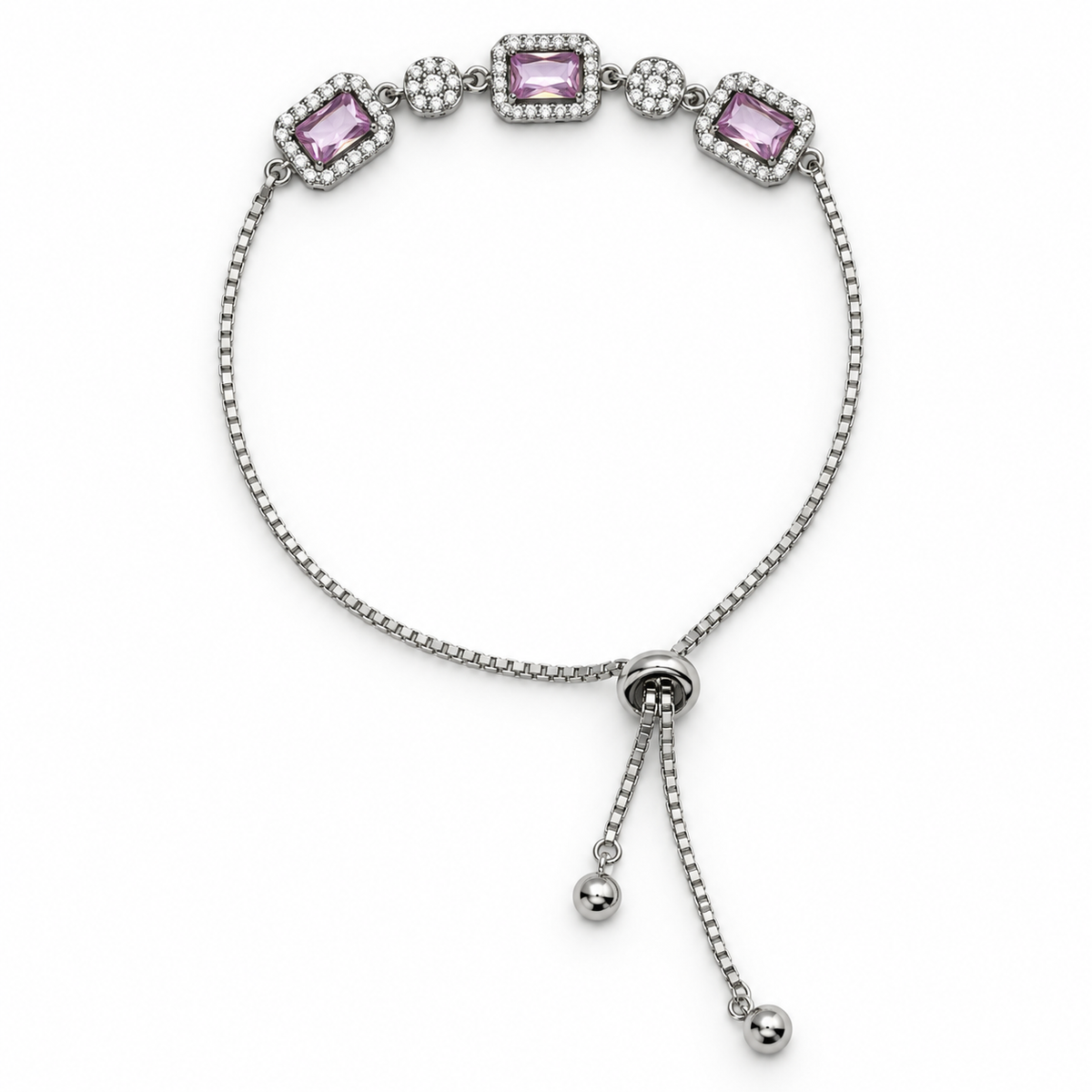 Premium Silver pink stone slider bracelet product image 3 [product-intake-media:2e6a782e-b800-4c2c-b2ad-017411eb0ef7]