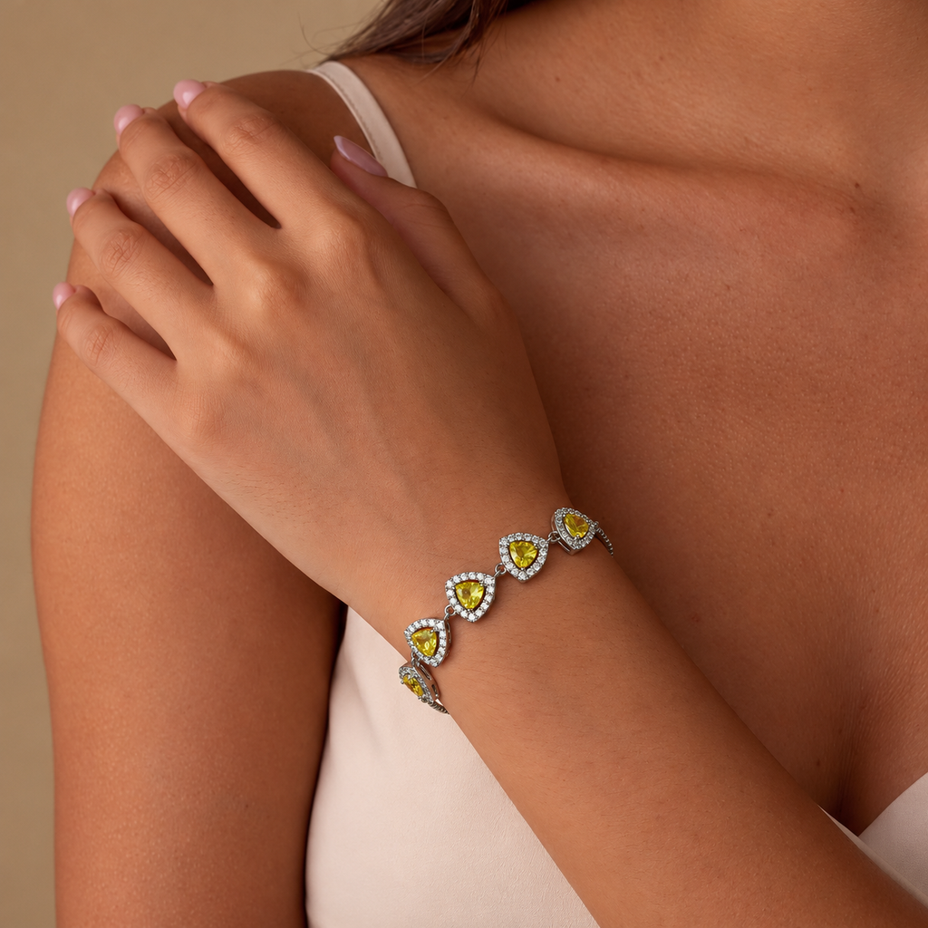 Elegant Golden yellow CZ stone adjustable Silver Bracelet product image 3 [product-intake-media:f48c484d-5b9e-4fe3-afde-6156d49ea02e]