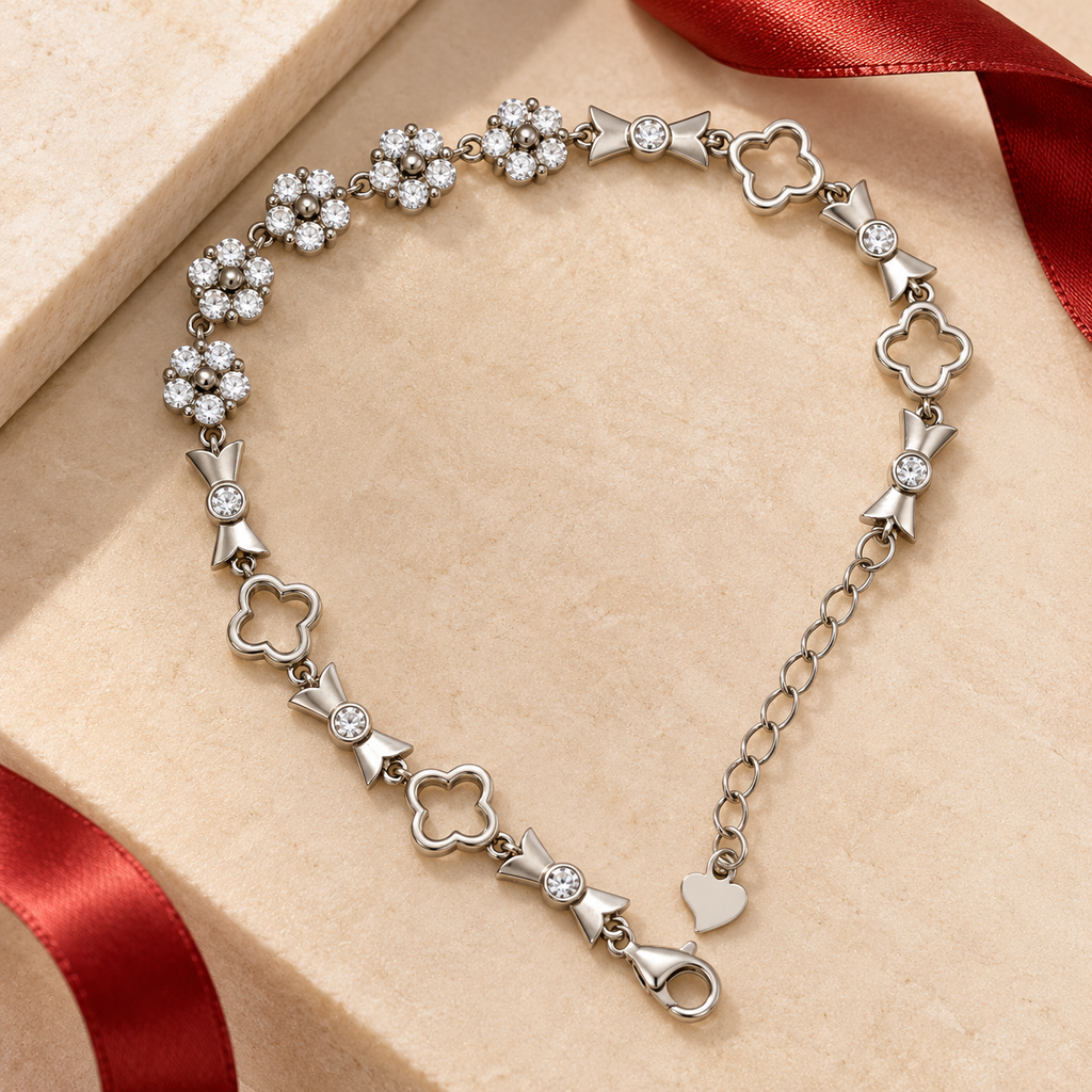Silver crystal clover adjustable bracelet product image 4 [product-intake-media:22646642-bf44-44a2-8bc7-6cebaceddd8b]