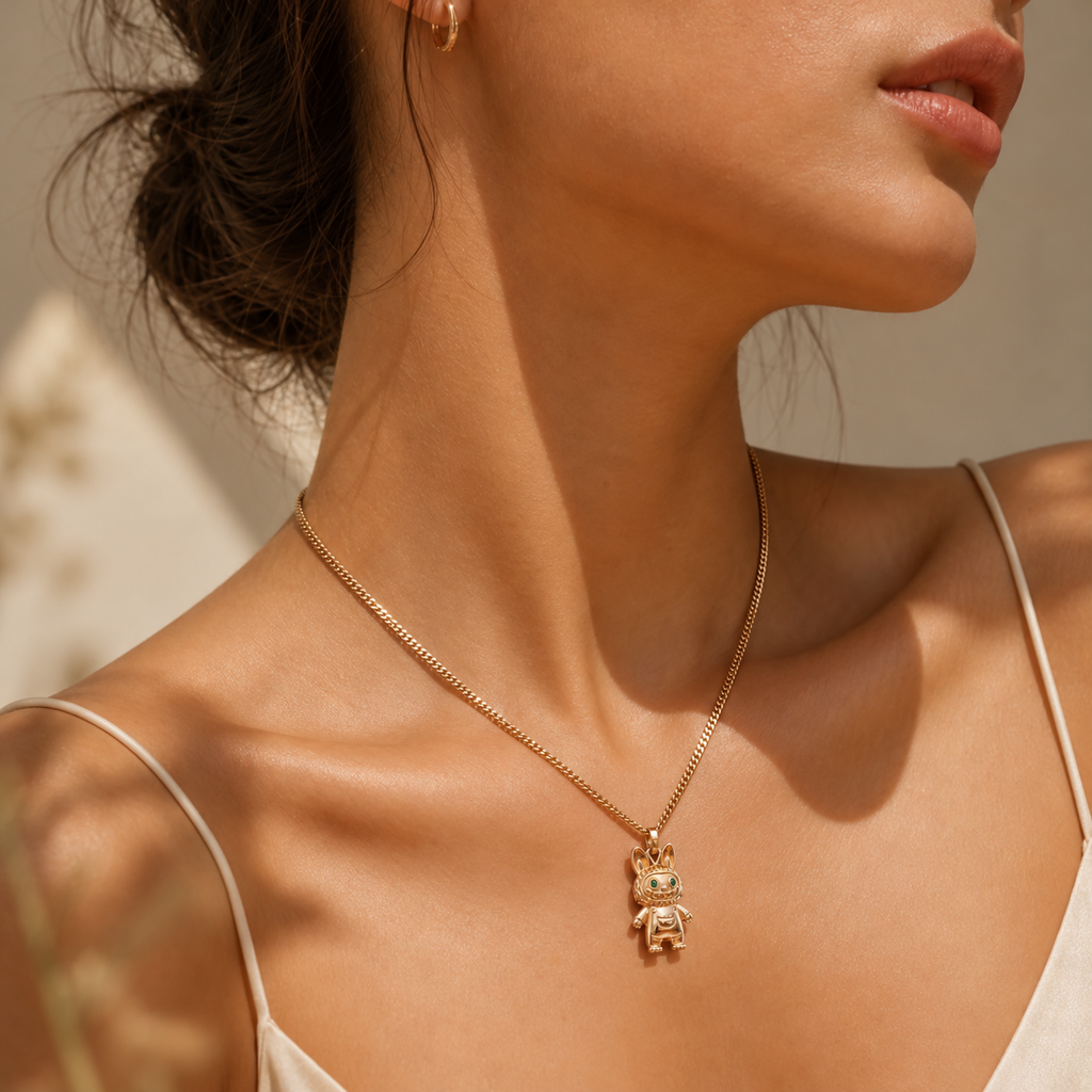 Silver Cartoon Bunny Charm Pendant Necklace with Curb Chain product image 4 [product-intake-media:9e37ca74-b4aa-43ed-b2c6-209d49f0b3dc]