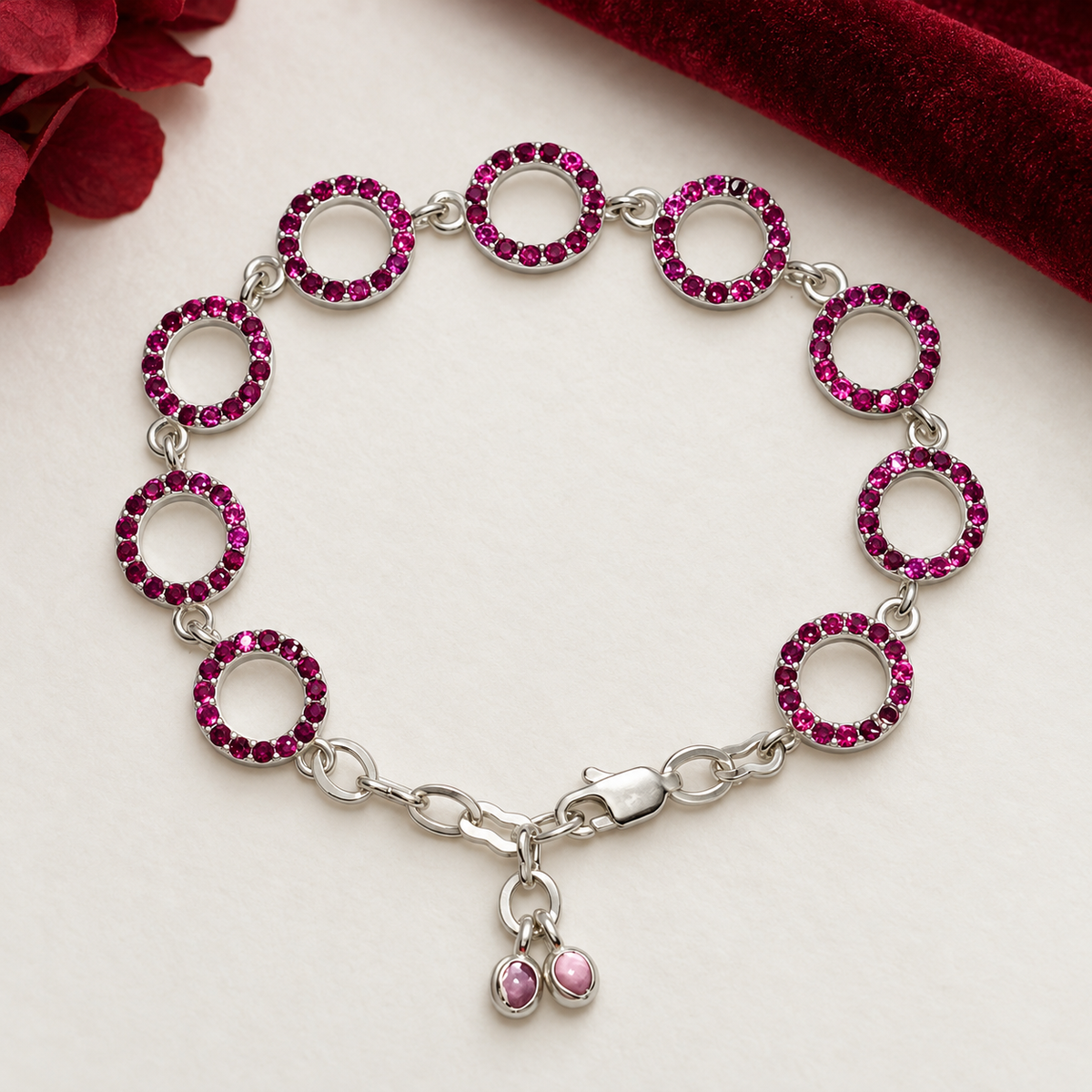 Silver Open Circle Link Bracelet with Pink Stone Accents product image 5 [product-intake-media:bdddae89-aaa3-41d9-a854-054e5c685bdd]
