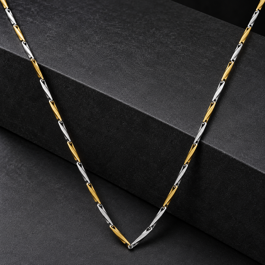 Modern premium look sleek Dual tone Silver gold chain product image 6 [product-intake-media:8d955b01-7778-47ed-8ed3-afd150c23020]