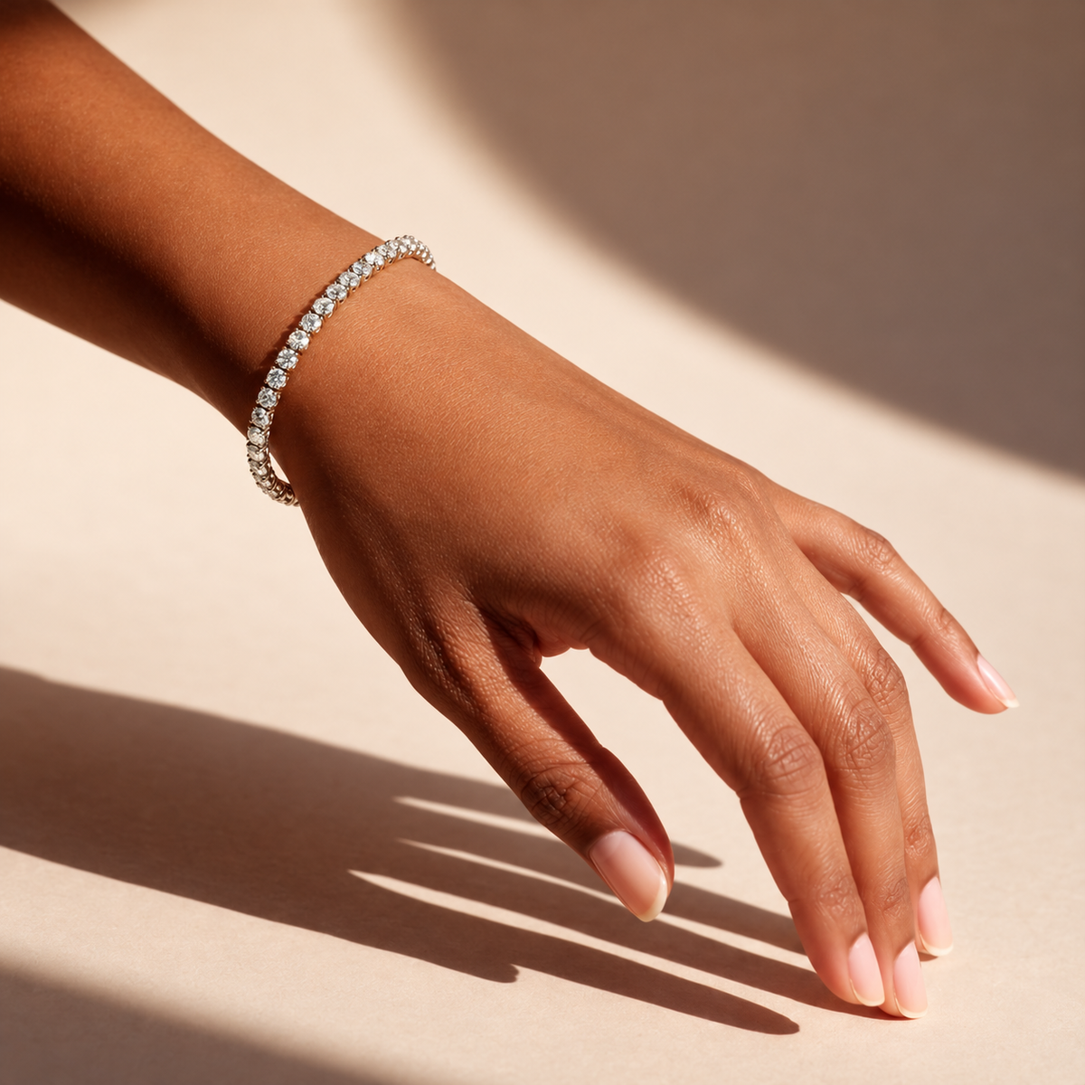 Silver Tennis Bracelet with Round Stone Line Design and Extender Chain Lobster Clasp product image 6 [product-intake-media:80717cd5-0a25-4f2b-a0a2-b58dd8de9e09]