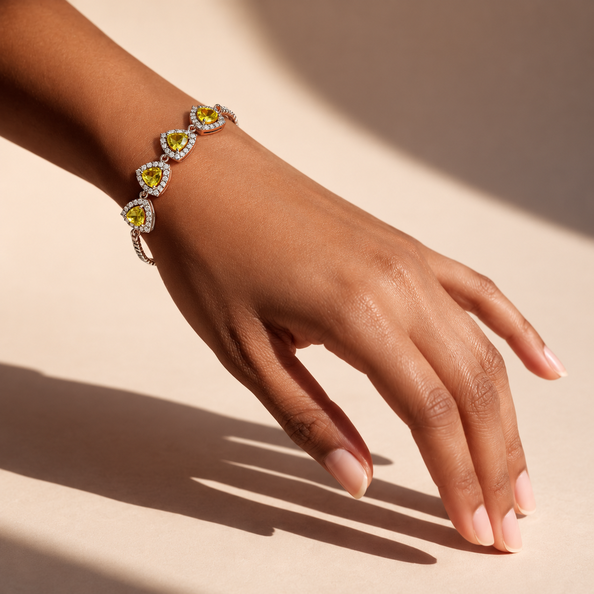 Elegant Golden yellow CZ stone adjustable Silver Bracelet product image 7 [product-intake-media:22638d32-6c94-4046-b07a-20882f129321]