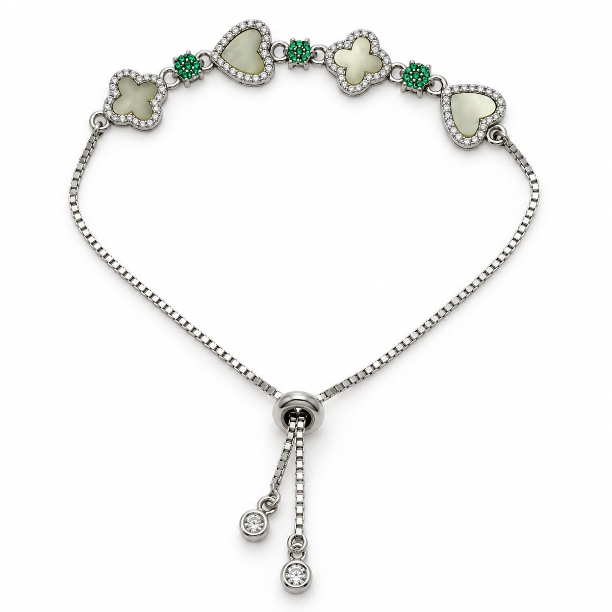 Classy Ivory Zade clover silver slider bracelet product image 8 [product-intake-media:3ac30113-afc5-4022-a234-61c0aaa41b4f]