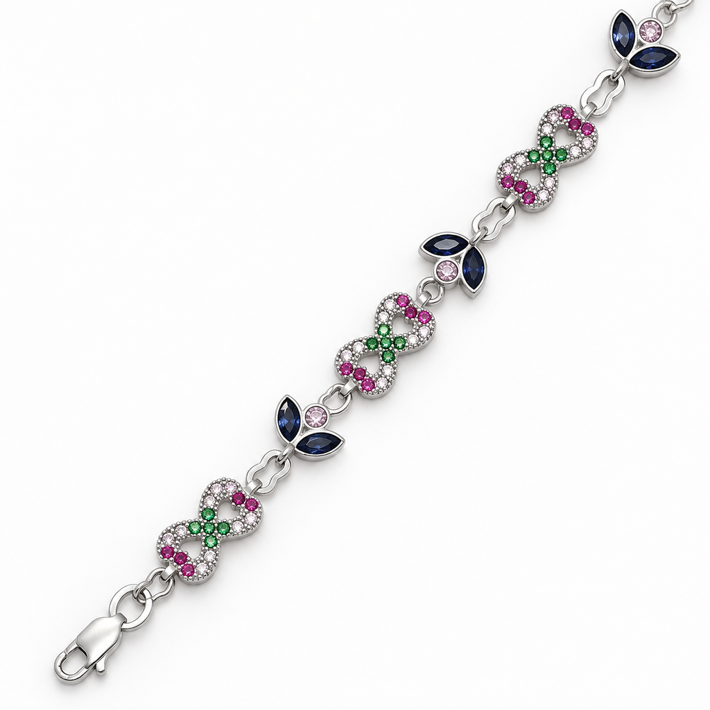 Multicolored stones infinity silver bracelet product image 8 [product-intake-media:08ac3666-197a-4d2d-9b7a-670815b811f9]