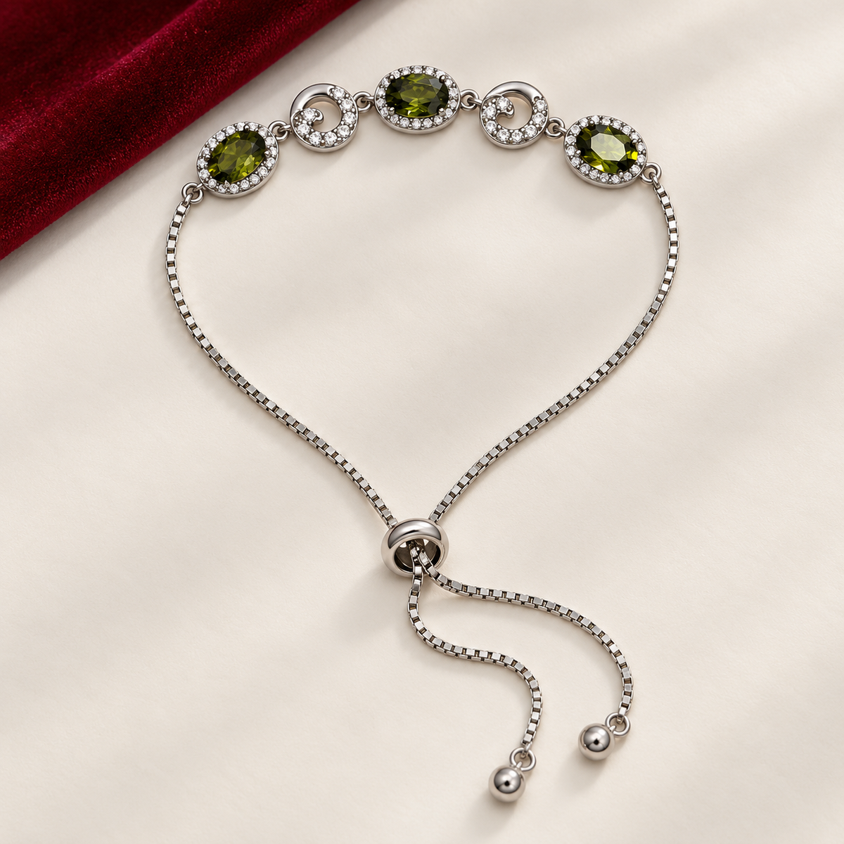 Olive green stone Silver Slider bracelet product image 9 [product-intake-media:a022267e-5a02-4400-8b6b-12f21336a23f]