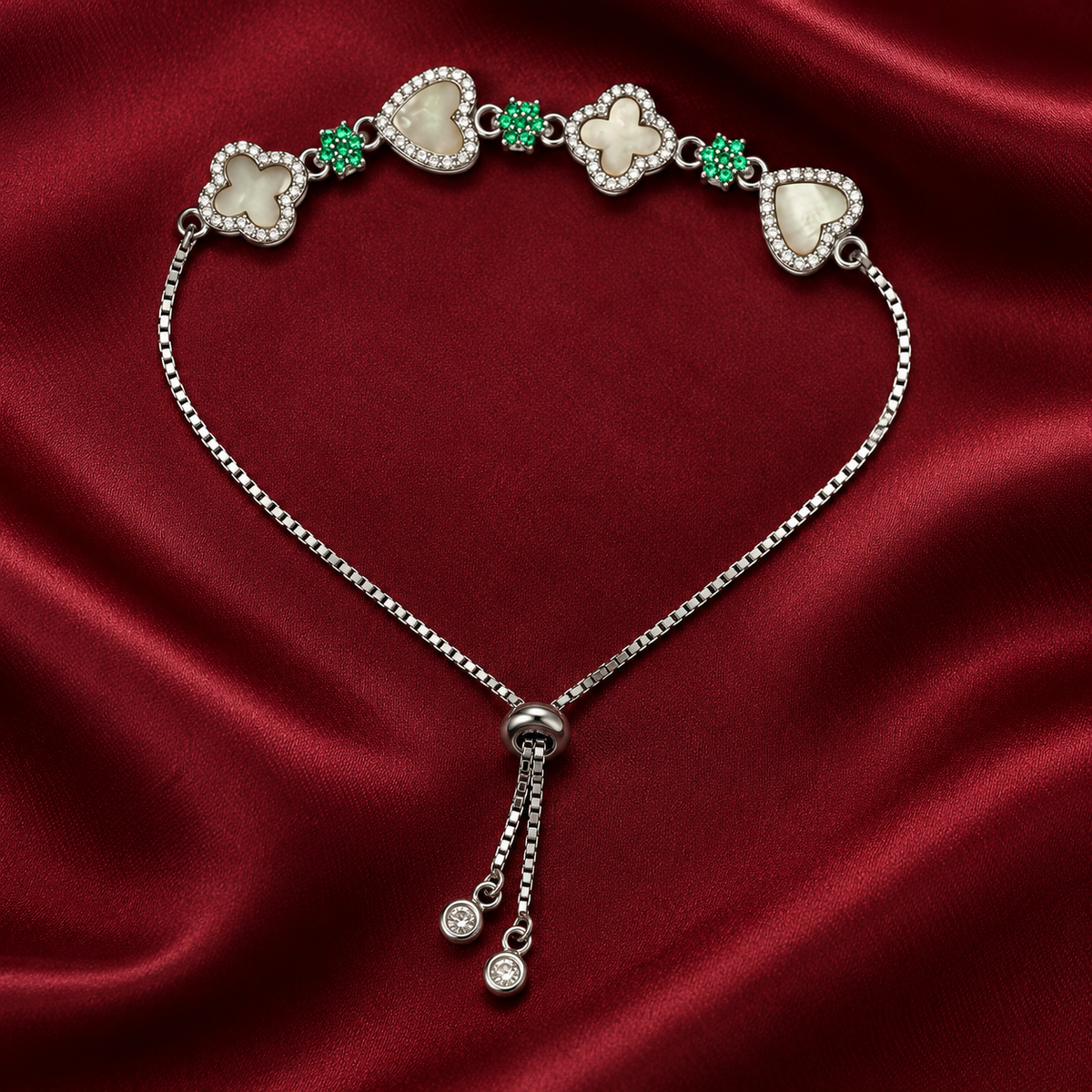 Classy Ivory Zade clover silver slider bracelet product image 9 [product-intake-media:da4b7332-07f7-4c19-abcd-b725ddc400a9]