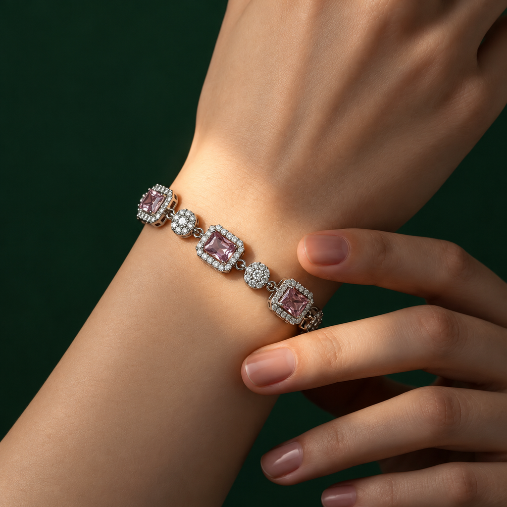 Premium Silver pink stone slider bracelet product image 9 [product-intake-media:791f6d60-7df4-4727-8ec3-0b9d85600c64]