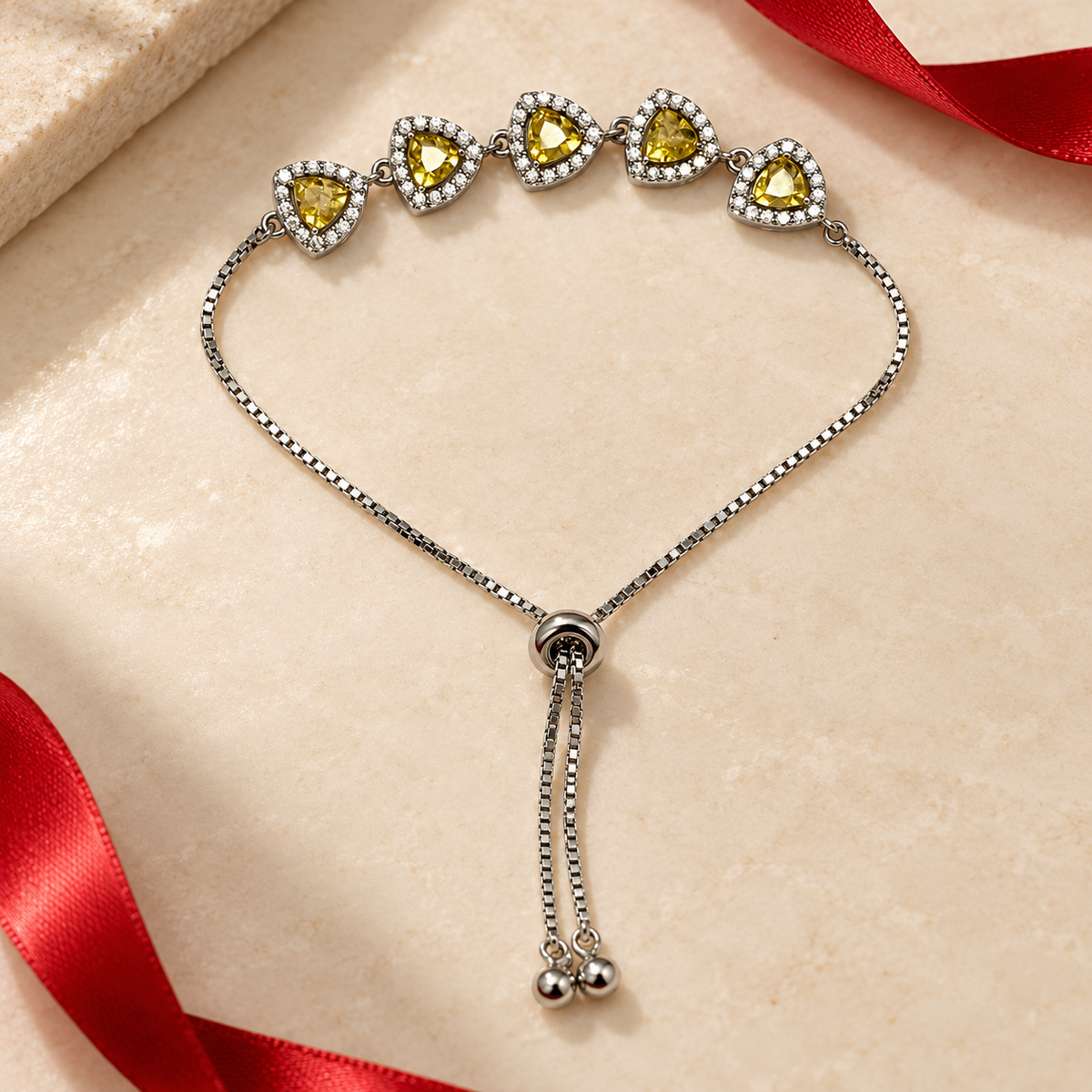Elegant Golden yellow CZ stone adjustable Silver Bracelet product image 9 [product-intake-media:ecd4065c-a14f-4ab0-8e5a-4f7213e9b318]