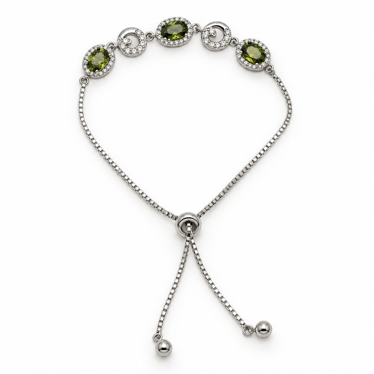Olive green stone Silver Slider bracelet product image 10 [product-intake-media:6be062f4-5a78-464f-b23d-07e76d9a5006]