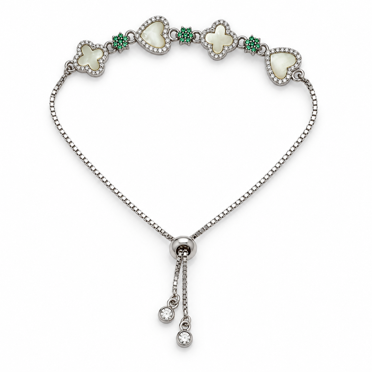 Classy Ivory Zade clover silver slider bracelet product image 10 [product-intake-media:e0ae12b5-df8e-4861-b4f3-30413b77af90]
