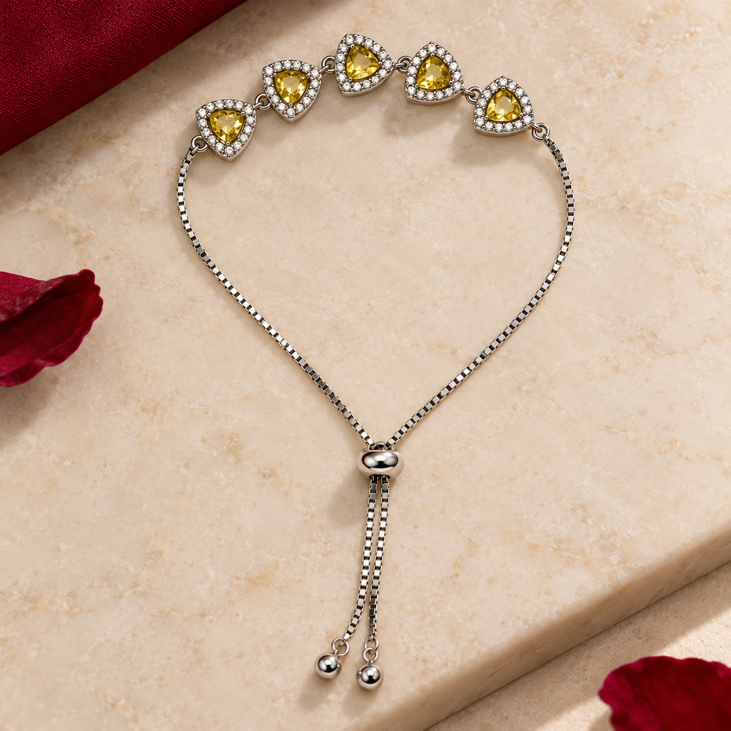 Elegant Golden yellow CZ stone adjustable Silver Bracelet product image 11 [product-intake-media:878afe8d-0110-40df-963e-2cda8047fe2f]