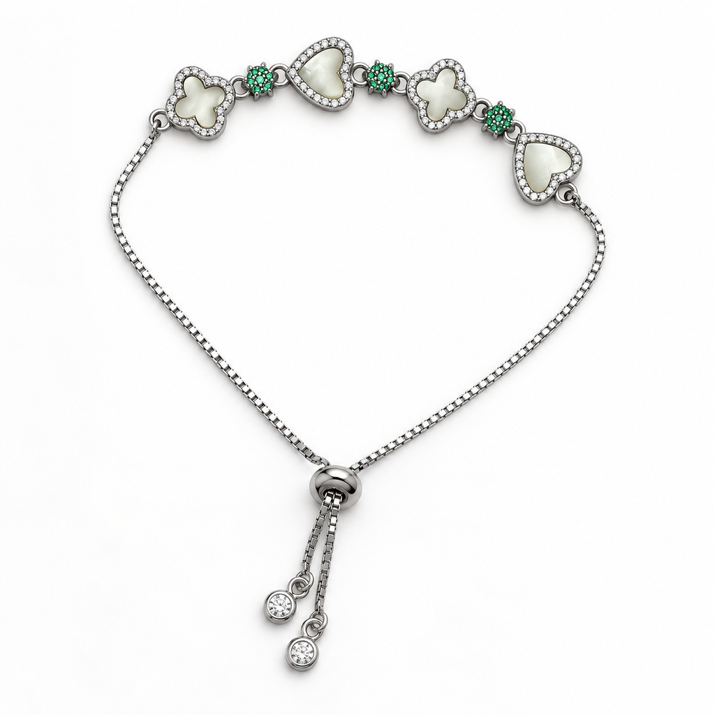 Classy Ivory Zade clover silver slider bracelet product image 12 [product-intake-media:59715641-8936-4bd5-a356-bf518ba83c90]