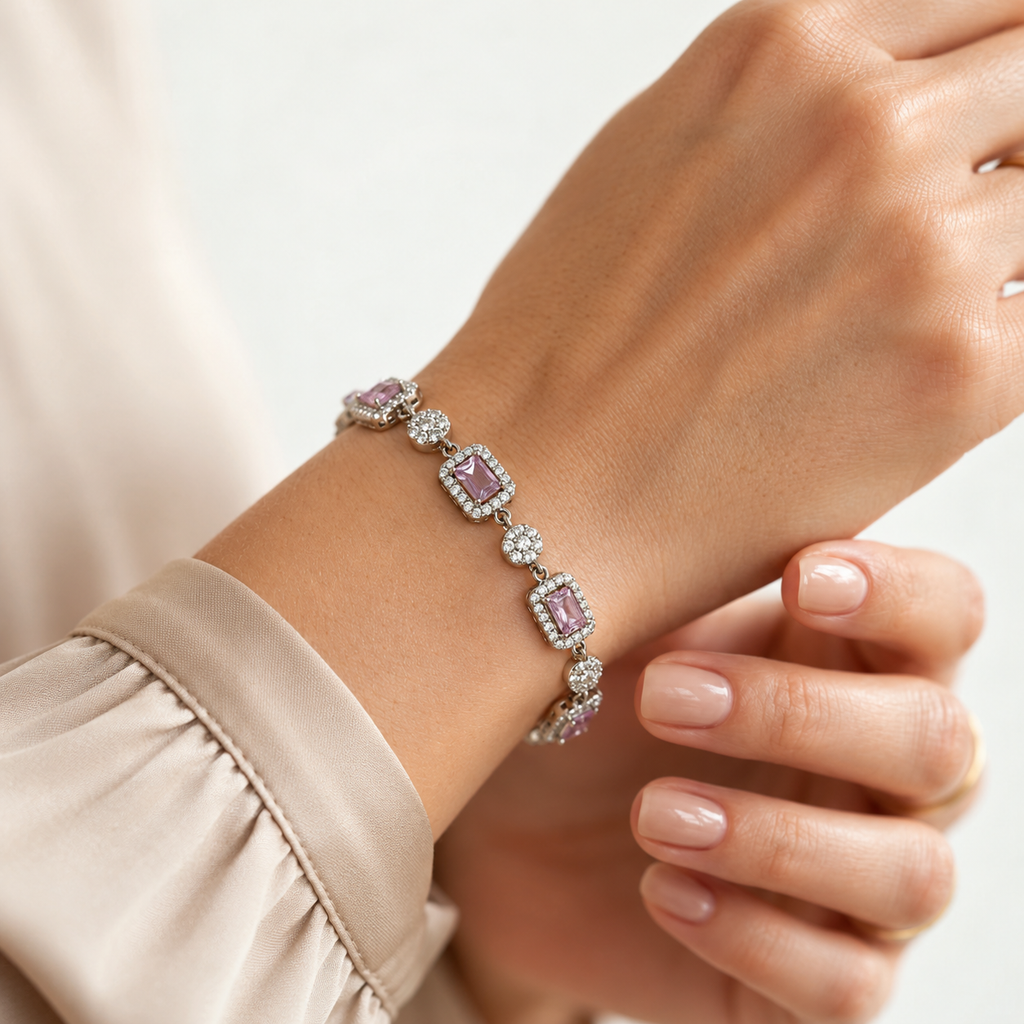 Premium Silver pink stone slider bracelet product image 13 [product-intake-media:82f8d3bd-70b6-4183-bf6b-2d54e0a9c0cb]
