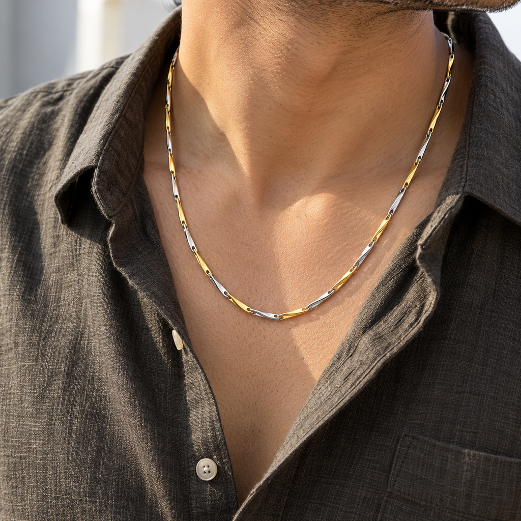 Modern premium look sleek Dual tone Silver gold chain product image 14 [product-intake-media:dc99f691-7a74-4821-867c-49e643752372]