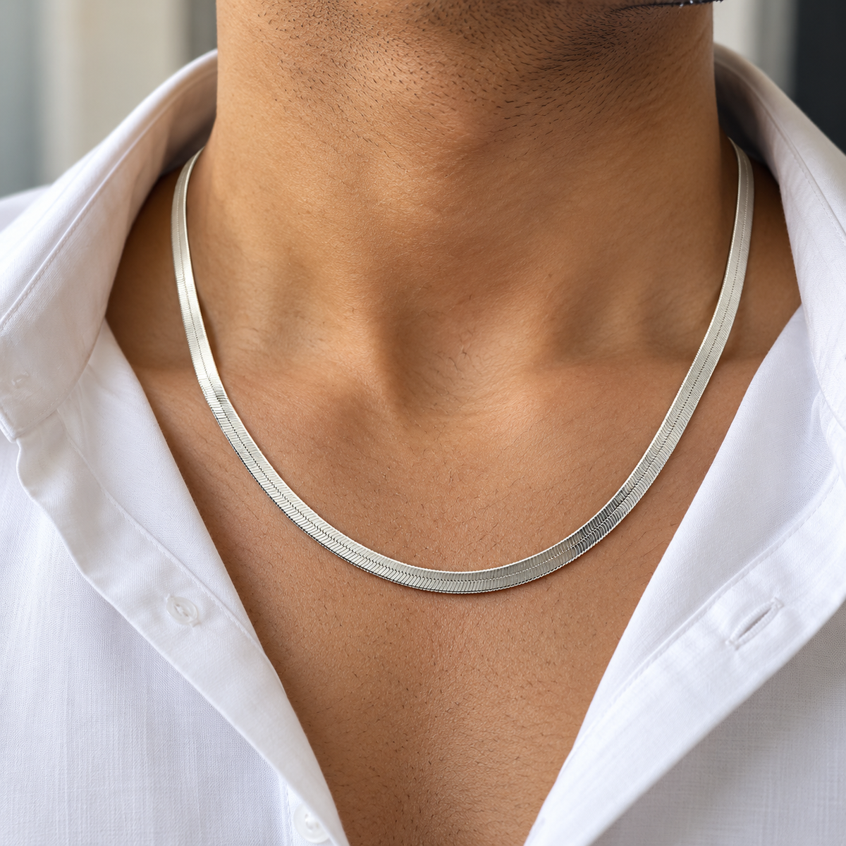 Flat Herringbone Snake Chain Silver Necklace with Lobster Clasp, Chains product image 15 [product-intake-media:9bc78f68-2185-4d26-843f-dfb1db405ee6]
