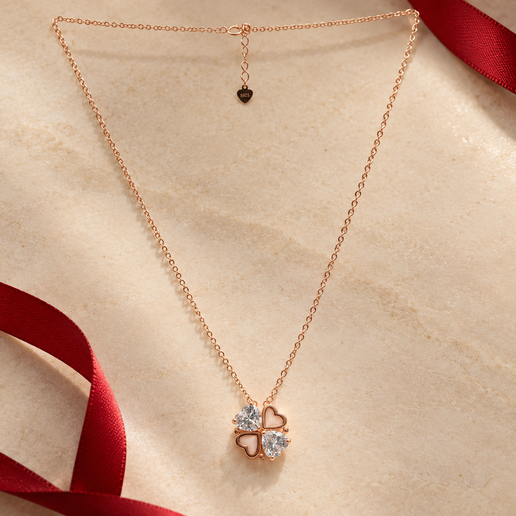 925 Silver Four Heart Station Necklace with Open Heart and Heart Cut Stone Pendants, Rose Gold Tone Chain product image 16 [product-intake-media:ef35fbb4-7bc3-4462-ba31-09c63ca7c135]