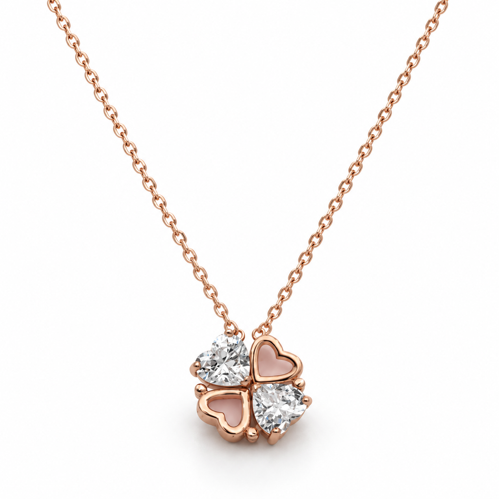 925 Silver Four Heart Station Necklace with Open Heart and Heart Cut Stone Pendants, Rose Gold Tone Chain product image 17 [product-intake-media:df260f6d-4cc5-4490-a263-19e39abd6e4f]