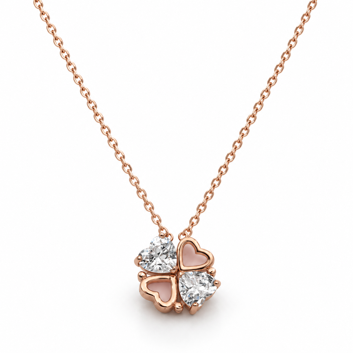 925 Silver Four Heart Station Necklace with Open Heart and Heart Cut Stone Pendants, Rose Gold Tone Chain product image 17 [product-intake-media:df260f6d-4cc5-4490-a263-19e39abd6e4f]