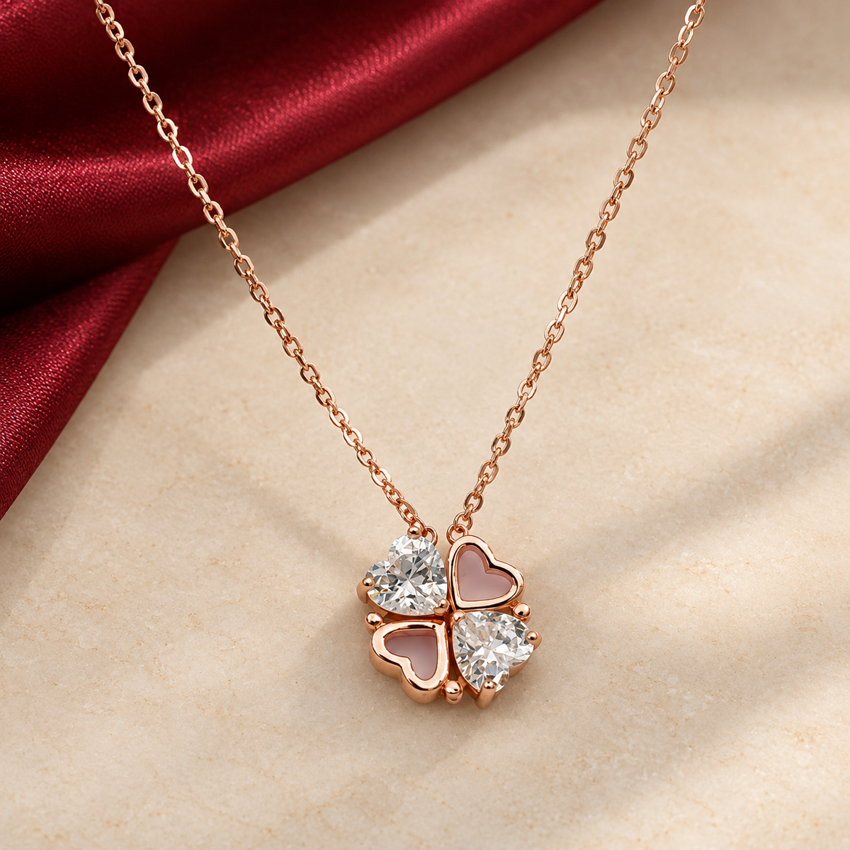 925 Silver Four Heart Station Necklace with Open Heart and Heart Cut Stone Pendants, Rose Gold Tone Chain product image 18 [product-intake-media:00fa5417-69e9-411f-a1ad-229ef21c6afc]