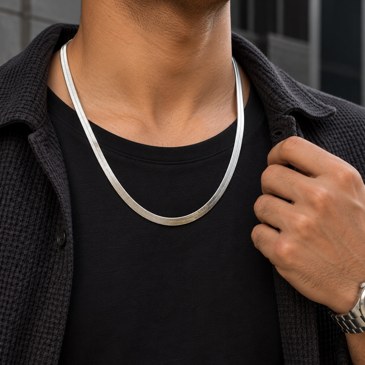 Flat Herringbone Snake Chain Silver Necklace with Lobster Clasp, Chains product image 19 [product-intake-media:262b0a9b-ceec-49da-ae4a-1f6b327aded8]