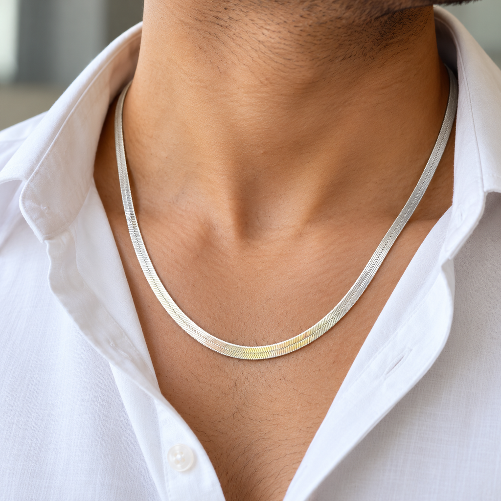Flat Herringbone Snake Chain Silver Necklace with Lobster Clasp, Chains product image 20 [product-intake-media:4ad97011-7e61-4f26-83bc-5f5a946ddca2]