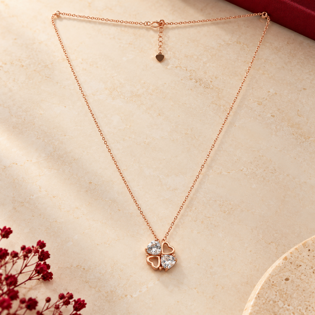 925 Silver Four Heart Station Necklace with Open Heart and Heart Cut Stone Pendants, Rose Gold Tone Chain product image 20 [product-intake-media:2ebb2b2d-7a6f-4a13-ae3f-b9d7b720fc16]