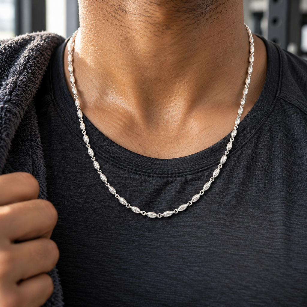 Sterling Silver Fluted Oval Bead Link Chain Necklace with Lobster Clasp product image 25 [product-intake-media:7e6de736-e066-4cef-8f08-e0b8bc954d7d]