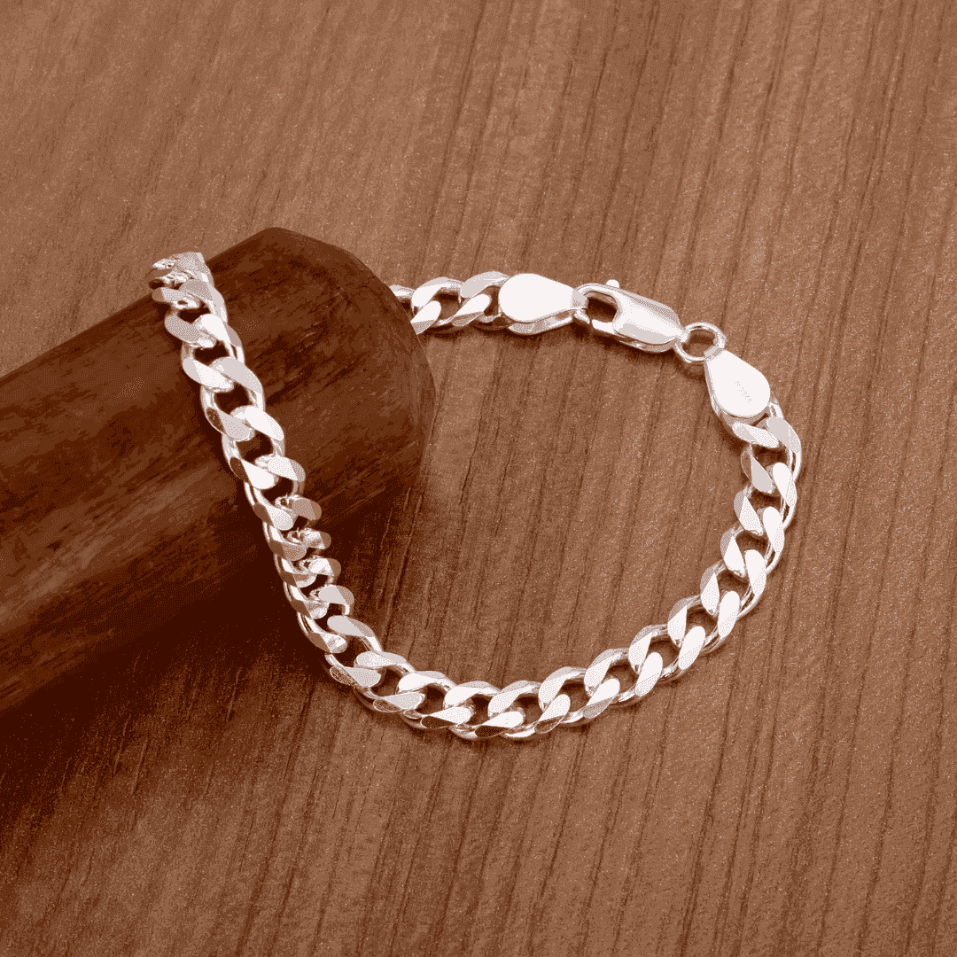 The 925 Sterling Silver Classic Cuban Curb Bracelet - Celestora - India - 4.5 mm - - Bracelet for Men, Boys, Gift for Men, Brother, Boyfriend, Husband