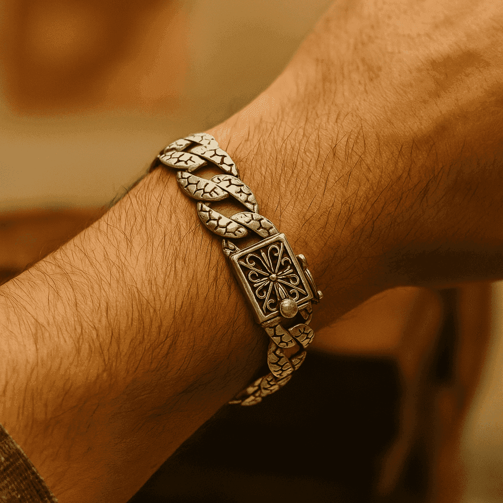 The 925 Sterling Silver Cuban Bracelet - Celestora - India - Royale - men - Bracelet